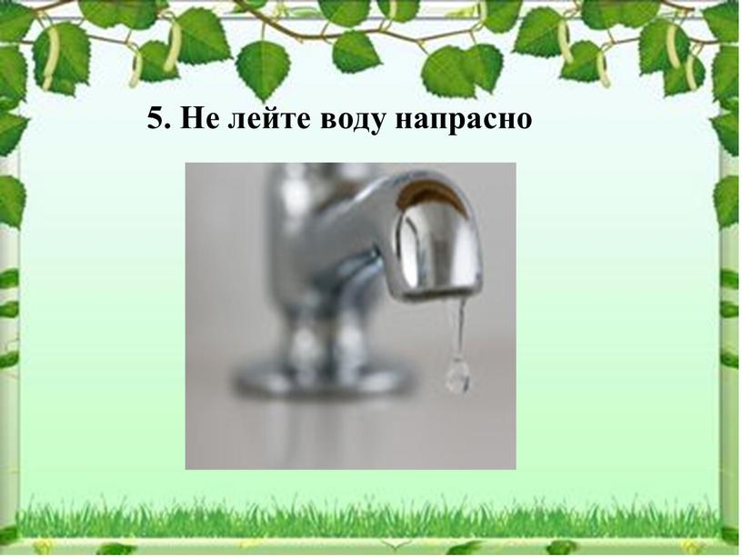 5. Не лейте воду напрасно