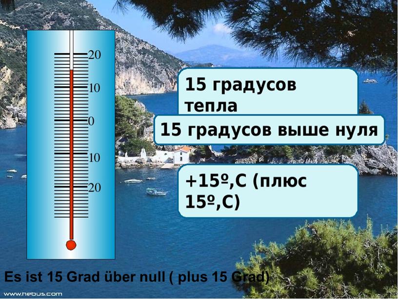 Es ist 15 Grad über null ( plus 15