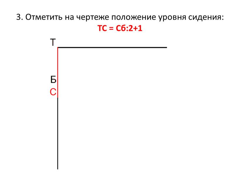 Отметить на чертеже положение уровня сидения: