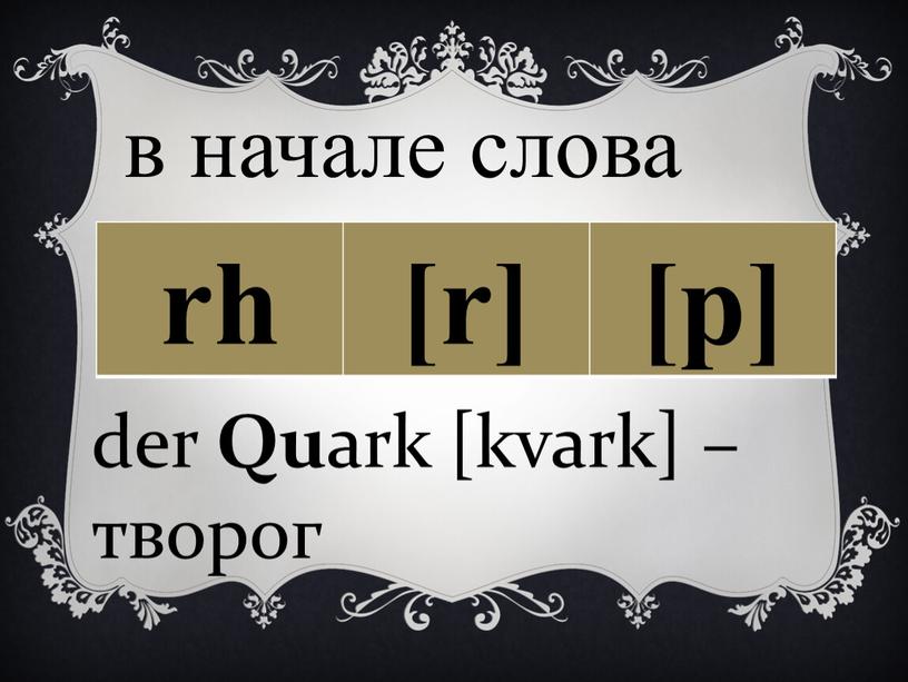 Qu ark [kvark] – творог в начале слова