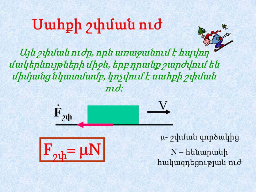 Fշփ= N V Fշփ - շփման գործակից