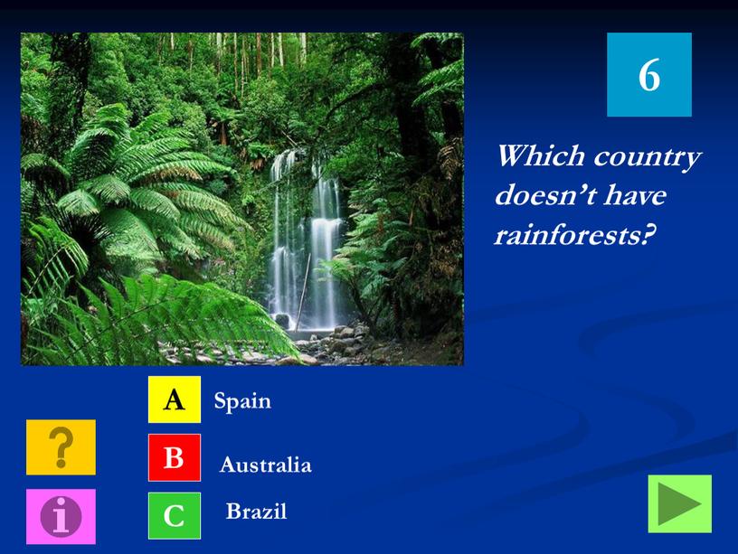 Which country doesn’t have rainforests?