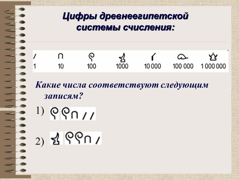 Какие числа соответствуют следующим записям? 1) 2)
