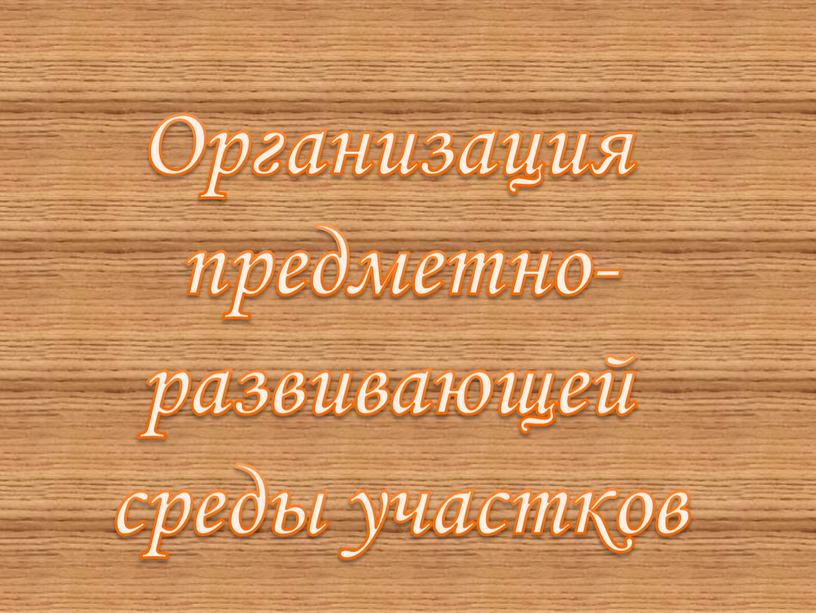 Организация предметно-развивающей среды участков