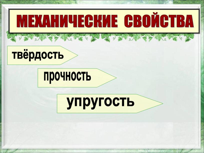 МЕХАНИЧЕСКИЕ СВОЙСТВА упругость твёрдость прочность