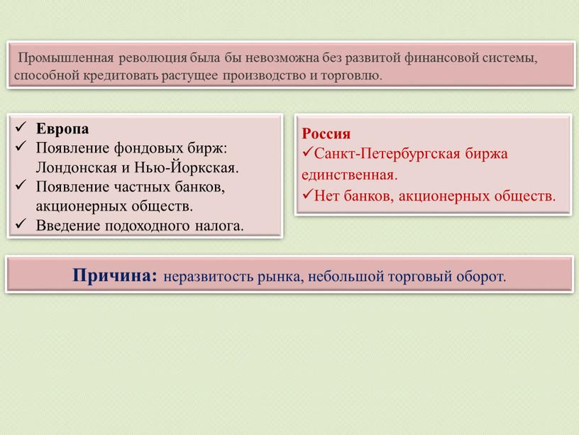 Промышленная революция была бы невозможна без развитой финансовой системы, способной кредитовать растущее производство и торговлю