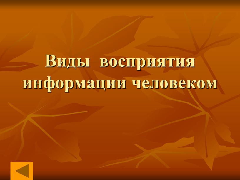 Виды восприятия информации человеком