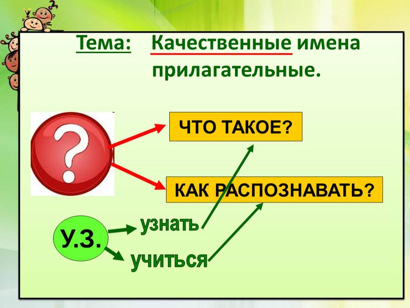 Тема: Качественные имена прилагательные