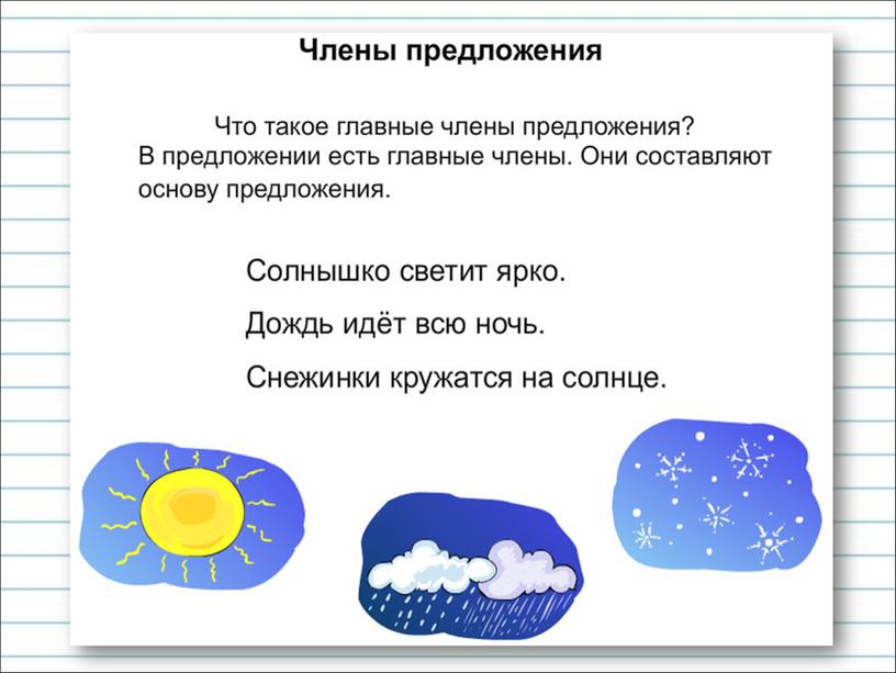 Презентация к уроку русского языка по теме "Что такое главные  члены предложения." - 2 класс