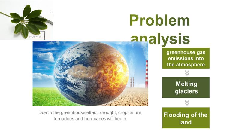 Problem analysis greenhouse gas emissions into the atmosphere