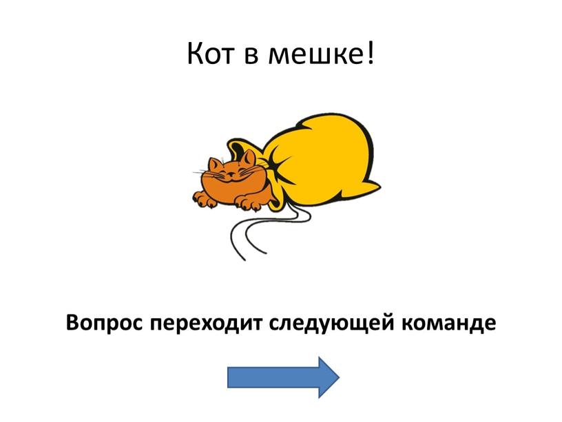 Кот в мешке! Вопрос переходит следующей команде