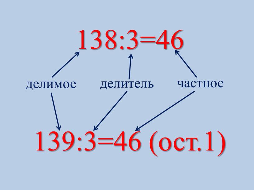 138:3=46 139:3=46 (ост.1)