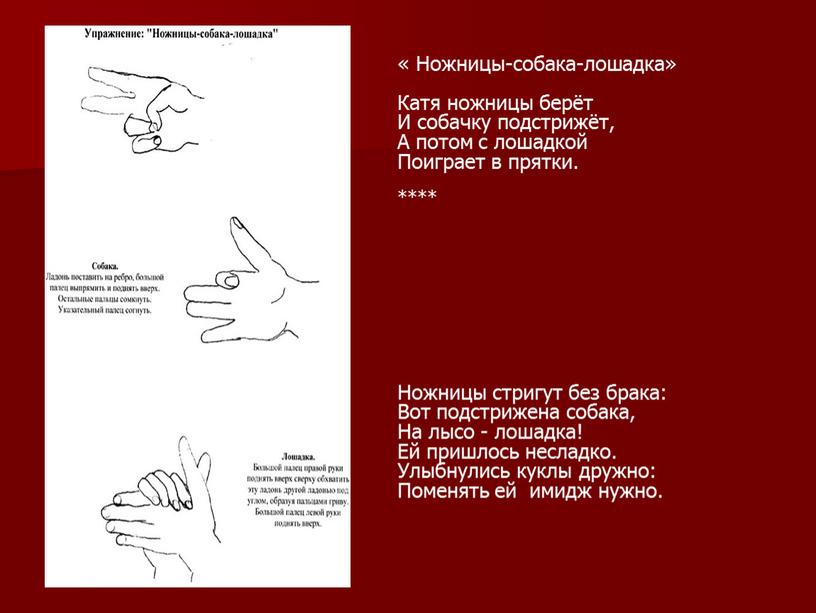 Ножницы-собака-лошадка» Катя ножницы берёт