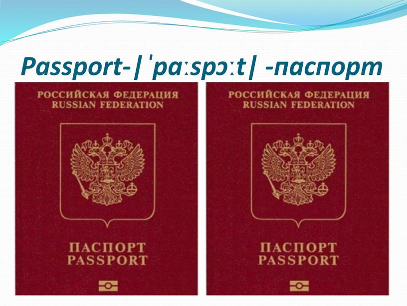 Passport-|ˈpɑːspɔːt| -паспорт