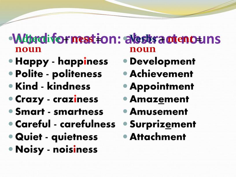 Word formation: abstract nouns