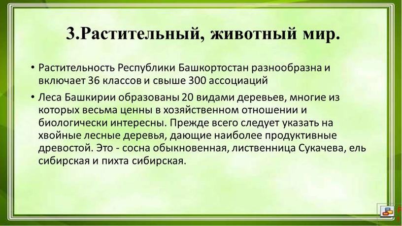 Растительный, животный мир. Растительность