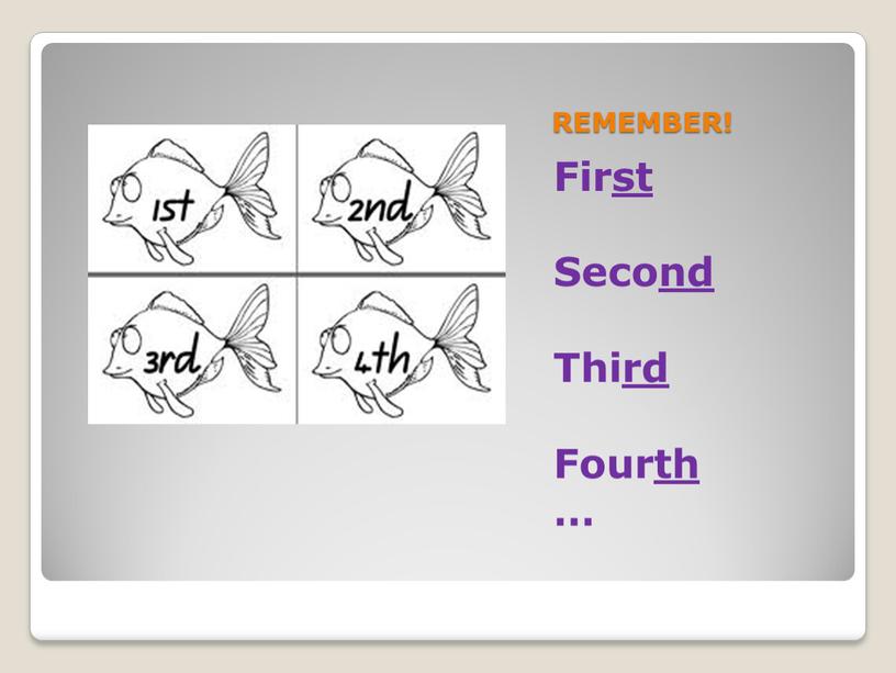 REMEMBER! First Second Third Fourth …