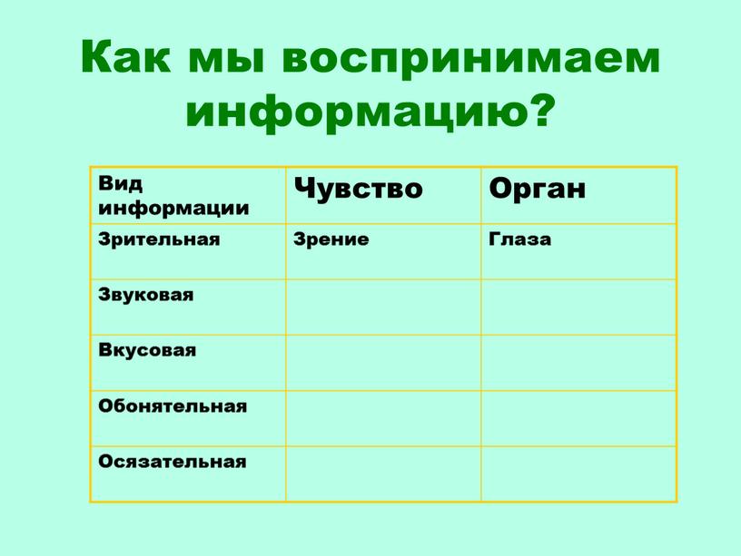 Как мы воспринимаем информацию?