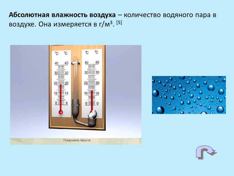 Абсолютная влажность воздуха – количество водяного пара в воздухе