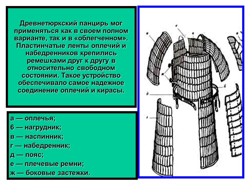 Древнетюркский панцирь мог применяться как в своем полном варианте, так и в «облегченном»