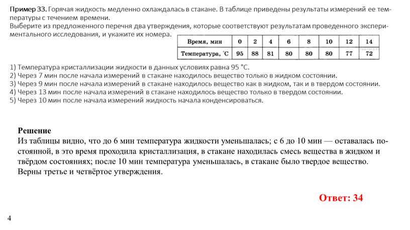 Пример 33. Го­ря­чая жид­кость мед­лен­но охла­жда­лась в ста­ка­не