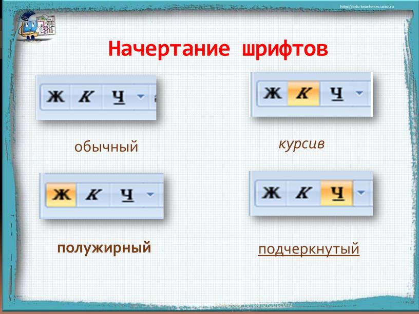 Начертание шрифтов подчеркнутый курсив