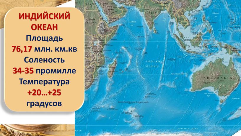 ИНДИЙСКИЙ ОКЕАН Площадь 76,17 млн