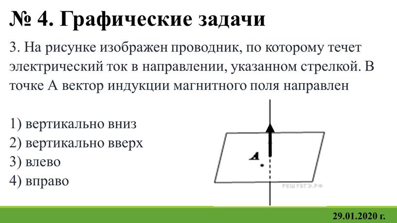 Графические задачи 3. На рисунке изображен проводник, по которому течет электрический ток в направлении, указанном стрелкой