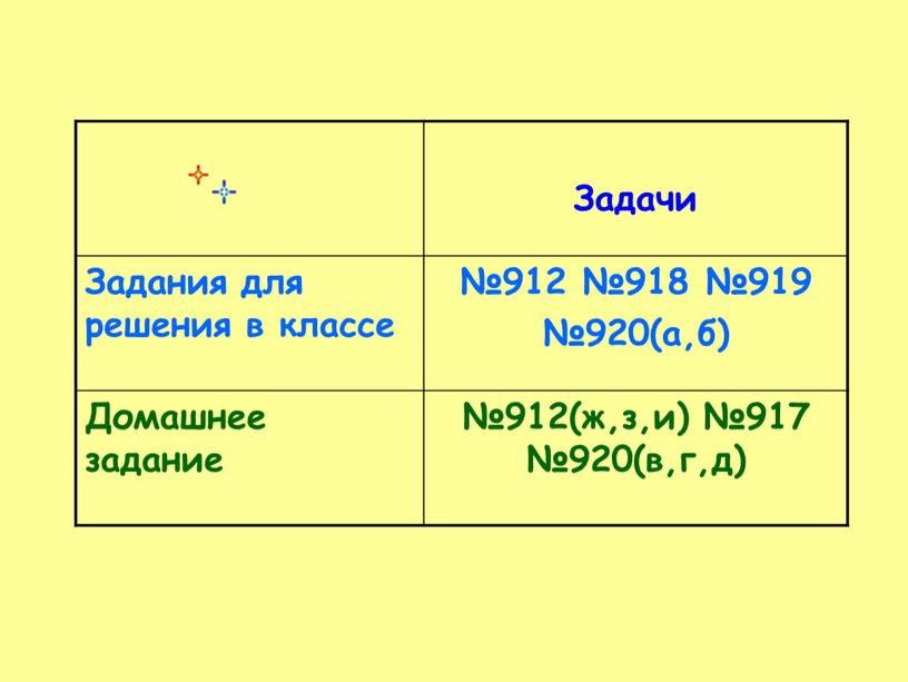 Задачи Задания для решения в классе №912 №918 №919 №920(а,б)