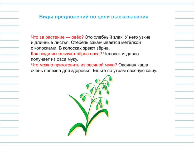 Урок русского языка в 3 классе "Виды предложений по цели высказывания"