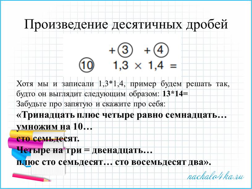 Произведение десятичных дробей