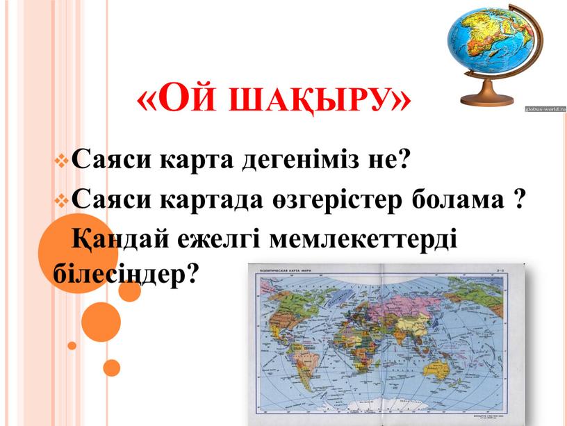 Ой шақыру» Саяси карта дегеніміз не?