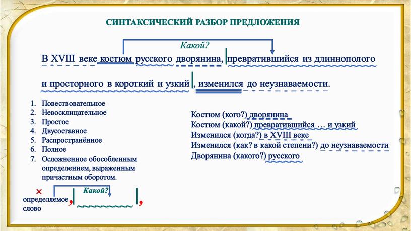 В XVIII веке костюм русского дворянина, превратившийся из длиннополого и просторного в короткий и узкий , изменился до неузнаваемости