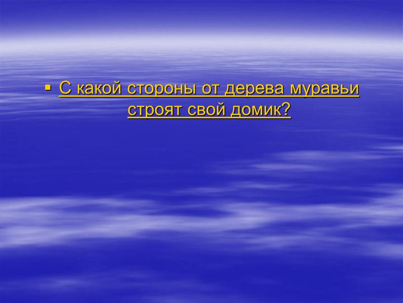 С какой стороны от дерева муравьи строят свой домик?