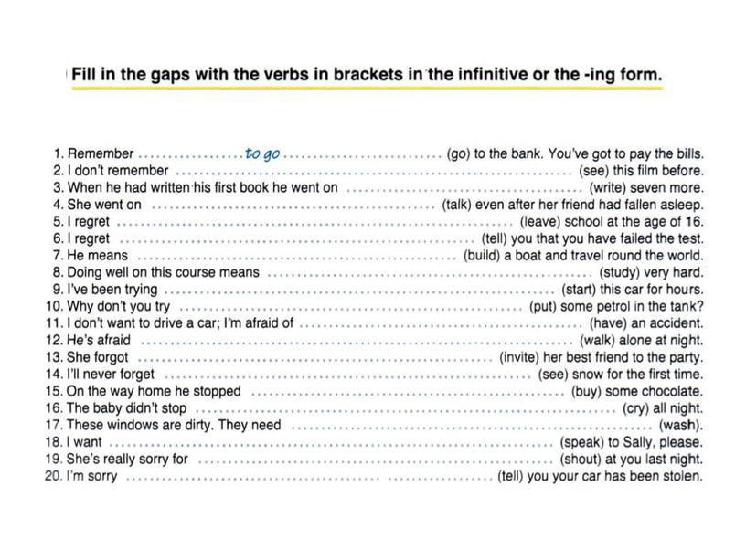 21 Infinitive. Ing-form. Participles. 9 class