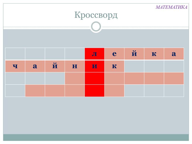 Кроссворд л е й к а ч а й н и к