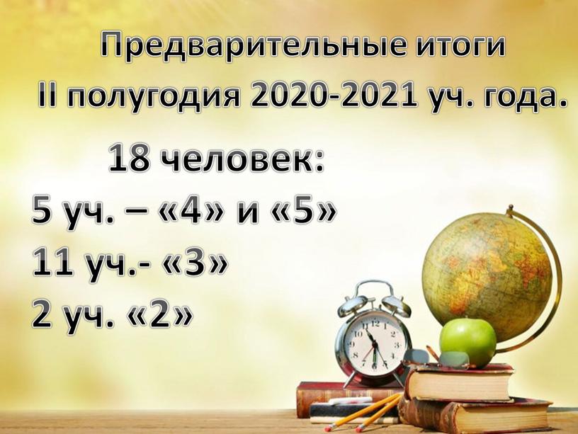 Предварительные итоги II полугодия 2020-2021 уч