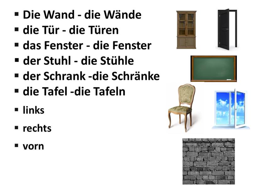 Die Wand - die Wände die Tür - die