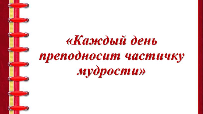 Каждый день преподносит частичку мудрости»