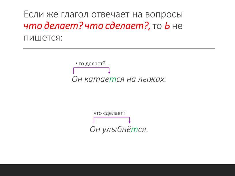 Если же глагол отвечает на вопросы что делает? что сделает?, то