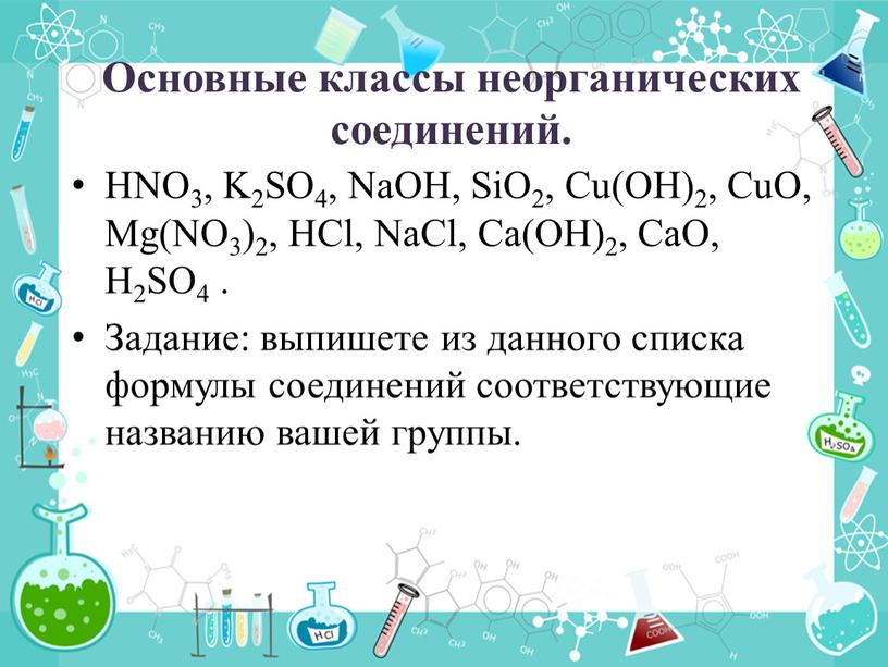 Основные классы неорганических соединений