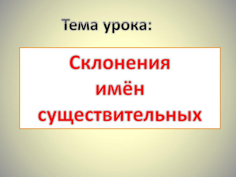 Тема урока: Склонения имён существительных