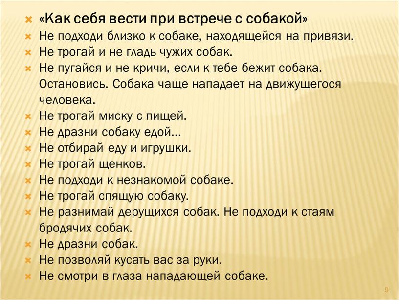 Как себя вести при встрече с собакой»