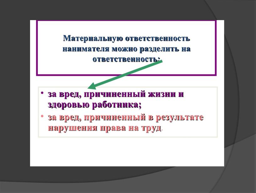 Презентация на тему Материальная ответственность за вред причиненный жизни и (или) здоровью работника