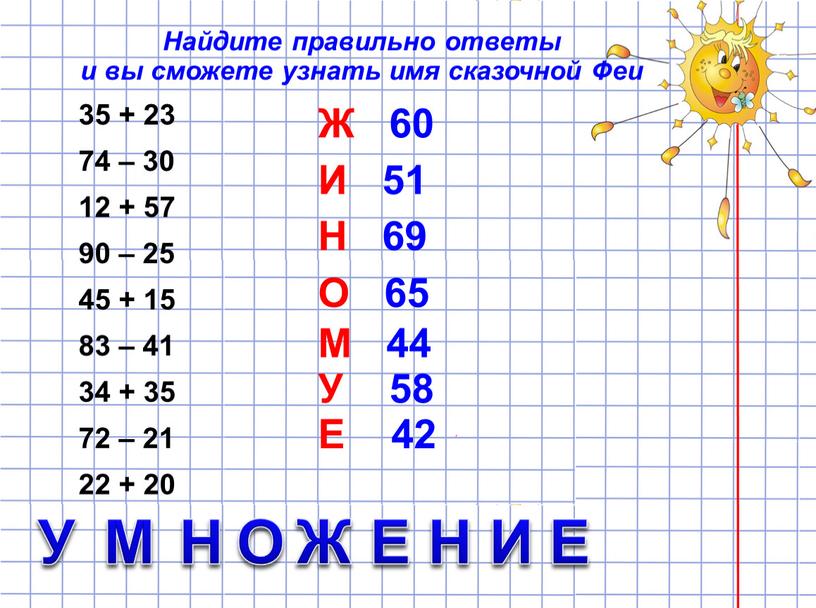 Найдите правильно ответы и вы сможете узнать имя сказочной