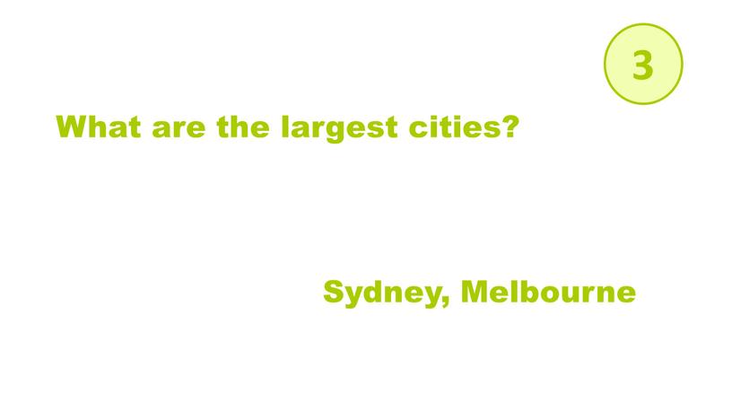 What are the largest cities? Sydney,
