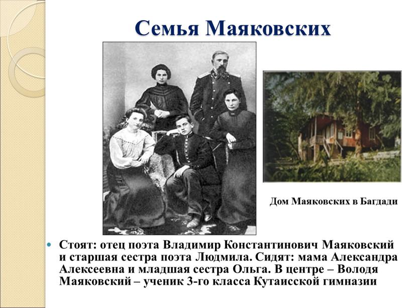 Семья Маяковских Стоят: отец поэта