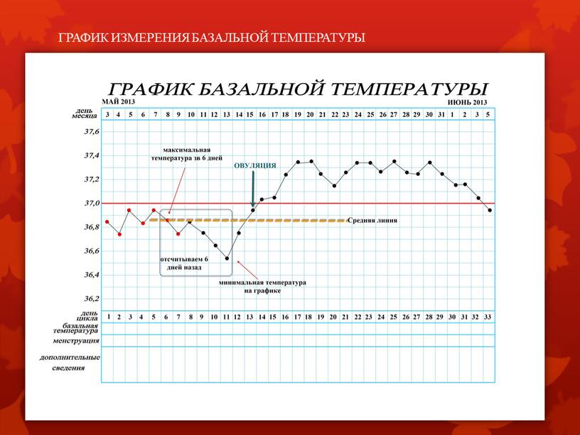 ГРАФИК ИЗМЕРЕНИЯ БАЗАЛЬНОЙ ТЕМПЕРАТУРЫ