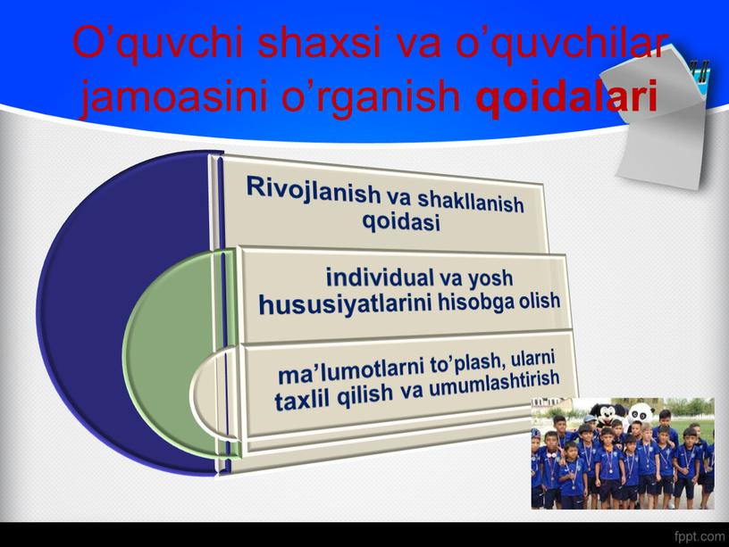 O’quvchi shaxsi va o’quvchilar jamoasini o’rganish qoidalari