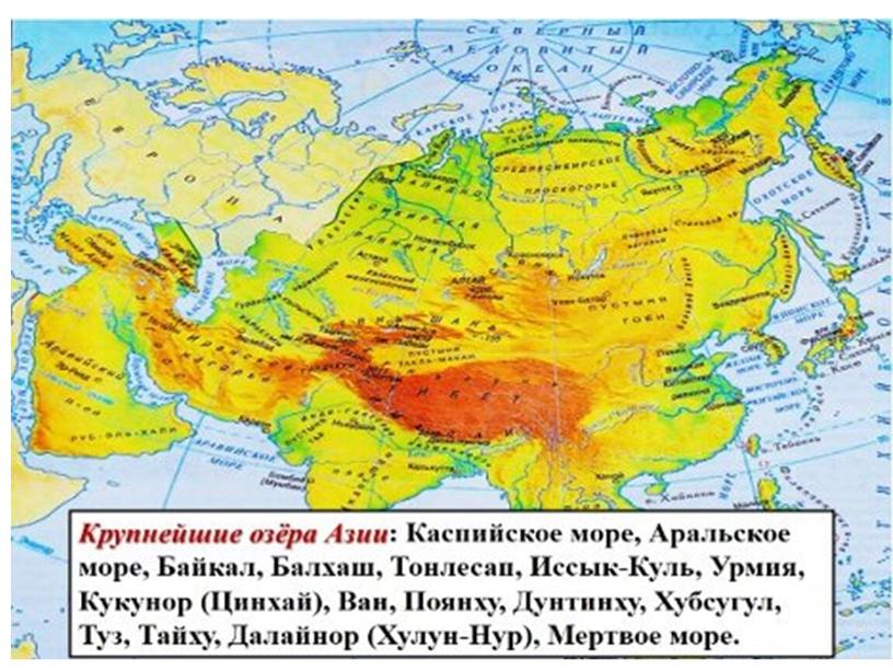Презентация к уроку: "Водоёмы Казахстана. Табличное умножение и деление. Закрепление."
